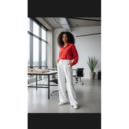 Kırmızı Düşük Omuz Oversize Gömlek