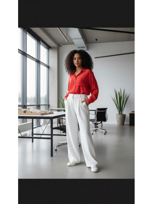 Kırmızı Düşük Omuz Oversize Gömlek