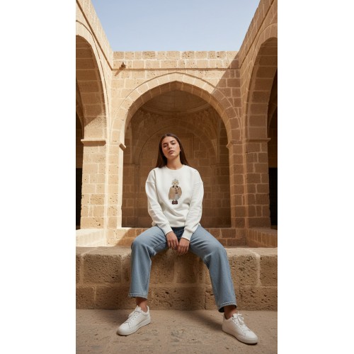 BEYAZ AYICIKLI SWEATSHİRT