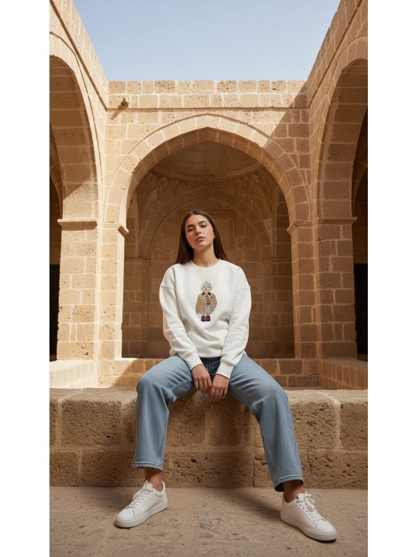 BEYAZ AYICIKLI SWEATSHİRT