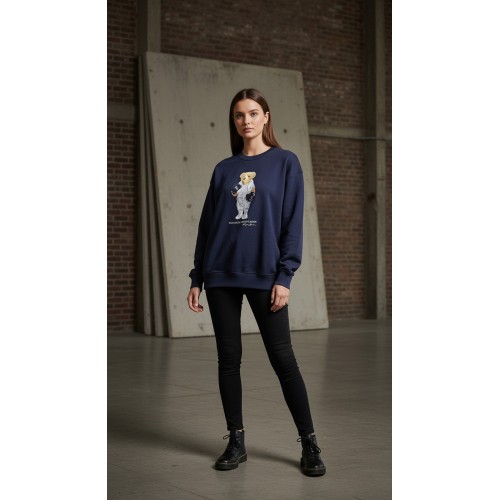 LACİVERT AYICIKLI SWEATSHİRT