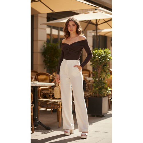 Kahve Düşük Omuz Oversize Gömlek