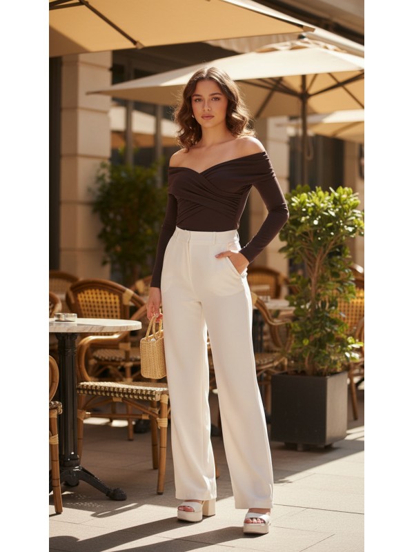 Kahve Düşük Omuz Oversize Gömlek